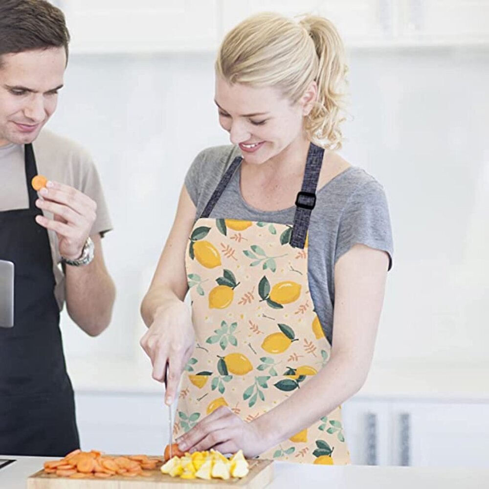 Adjustable Apron with Pockets for Women 2kind, Canvas Chef Kitchen Aprons - Picture 2 of 7